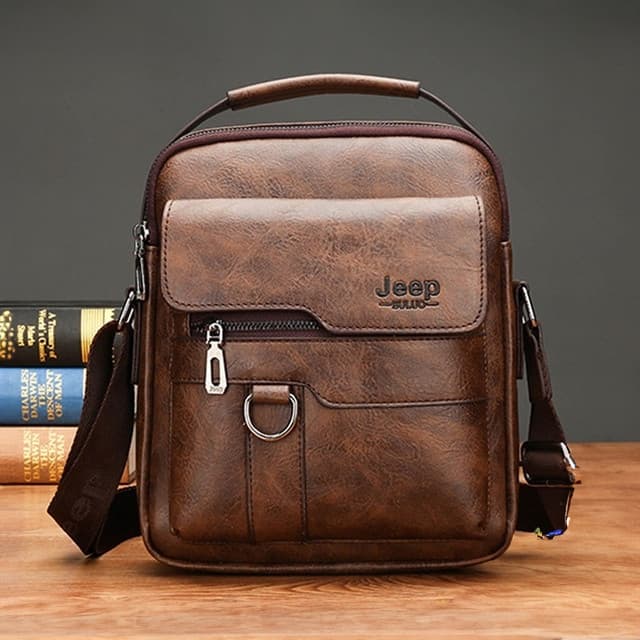 [Escolha] Bolsa de Ombro Masculina Elegante Vintage Premium em Couro PU de Grande Capacidade Antifurto Bolsa de Ombro Tr