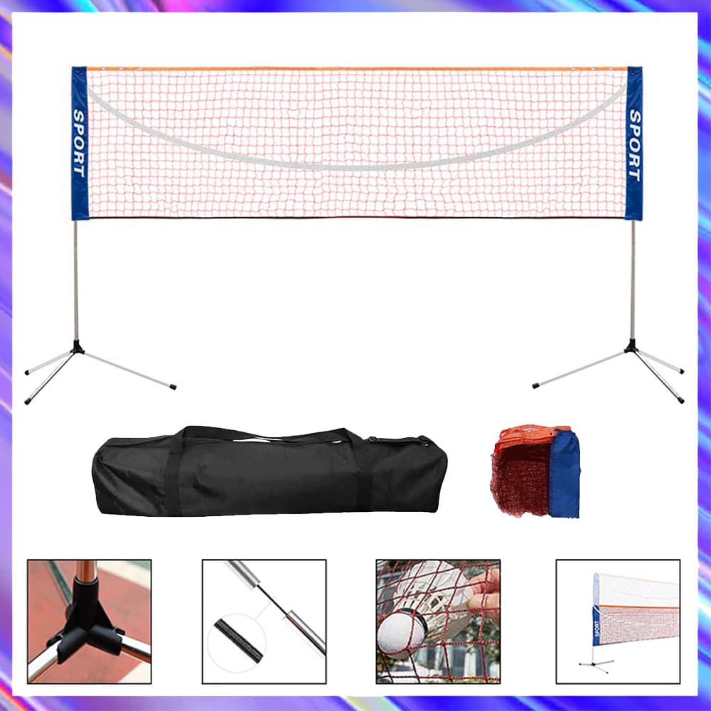 Rede de Badminton de altura ajustável 75/118/160 cm com suporte multifuncional, rede de vôlei