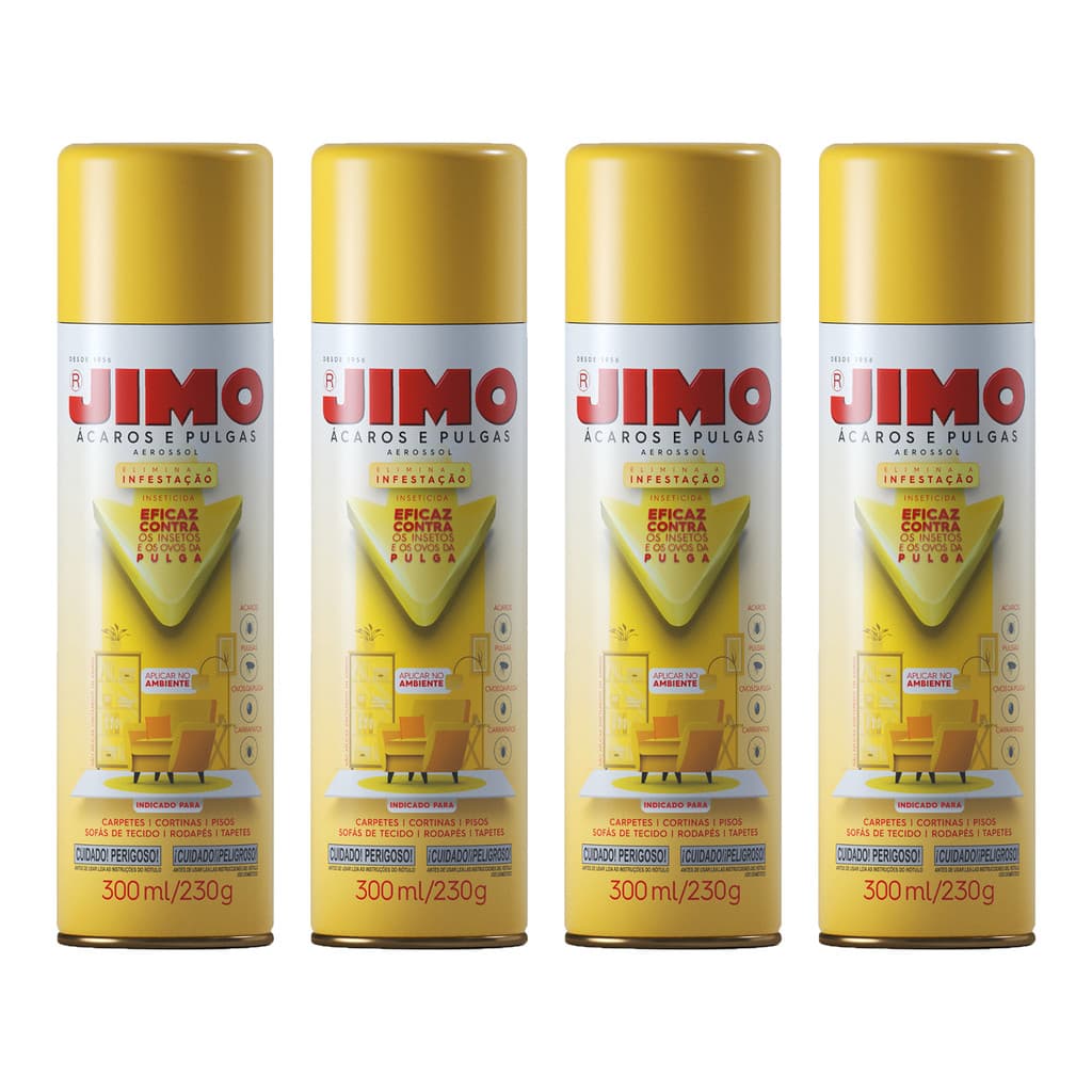 Kit 4 Contra Ácaros Pulgas Carrapatos Jimo 300ml
