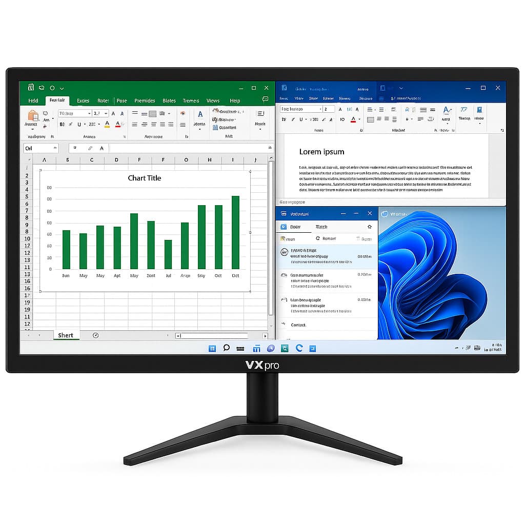 Monitor LED 21" VXPRO – HDMI,  VGA, Tela Full HD, Design Slim, Ideal para Escritório e Home Office