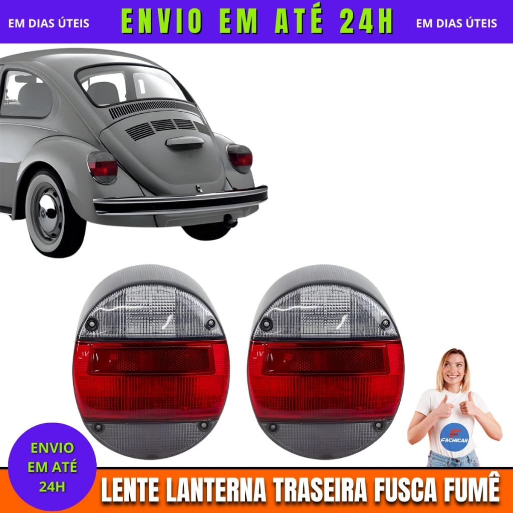 Par Lente Lanterna Traseira Fusca Fafa Itamar Fumê
