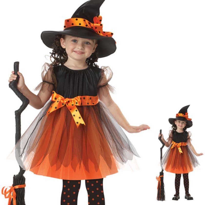 Trajes De Bruxa Infantil Meninas Halloween Cosplay Vestido