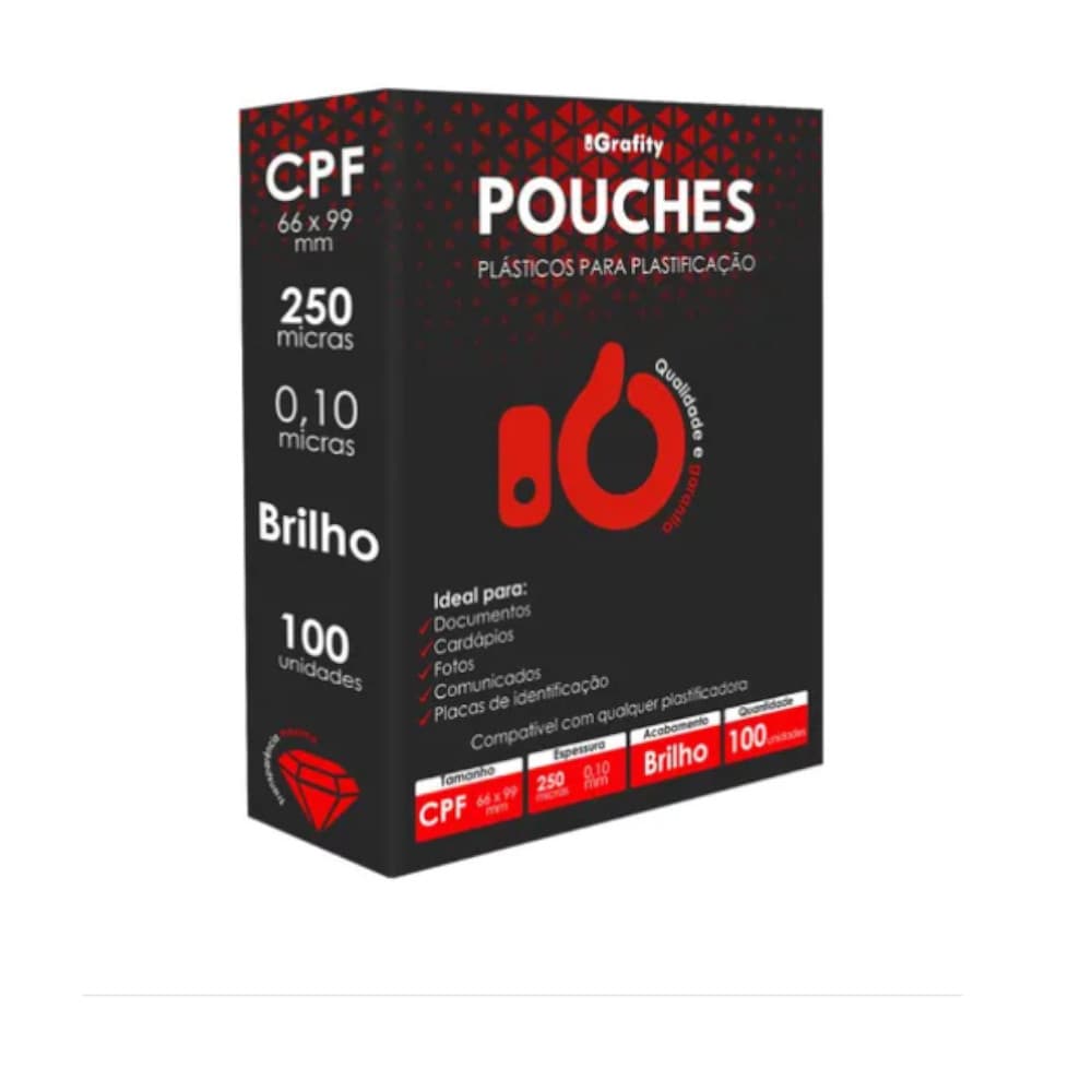 Plástico Plastificação Grafity Cpf 66x99mm 0,10m 250 Micras