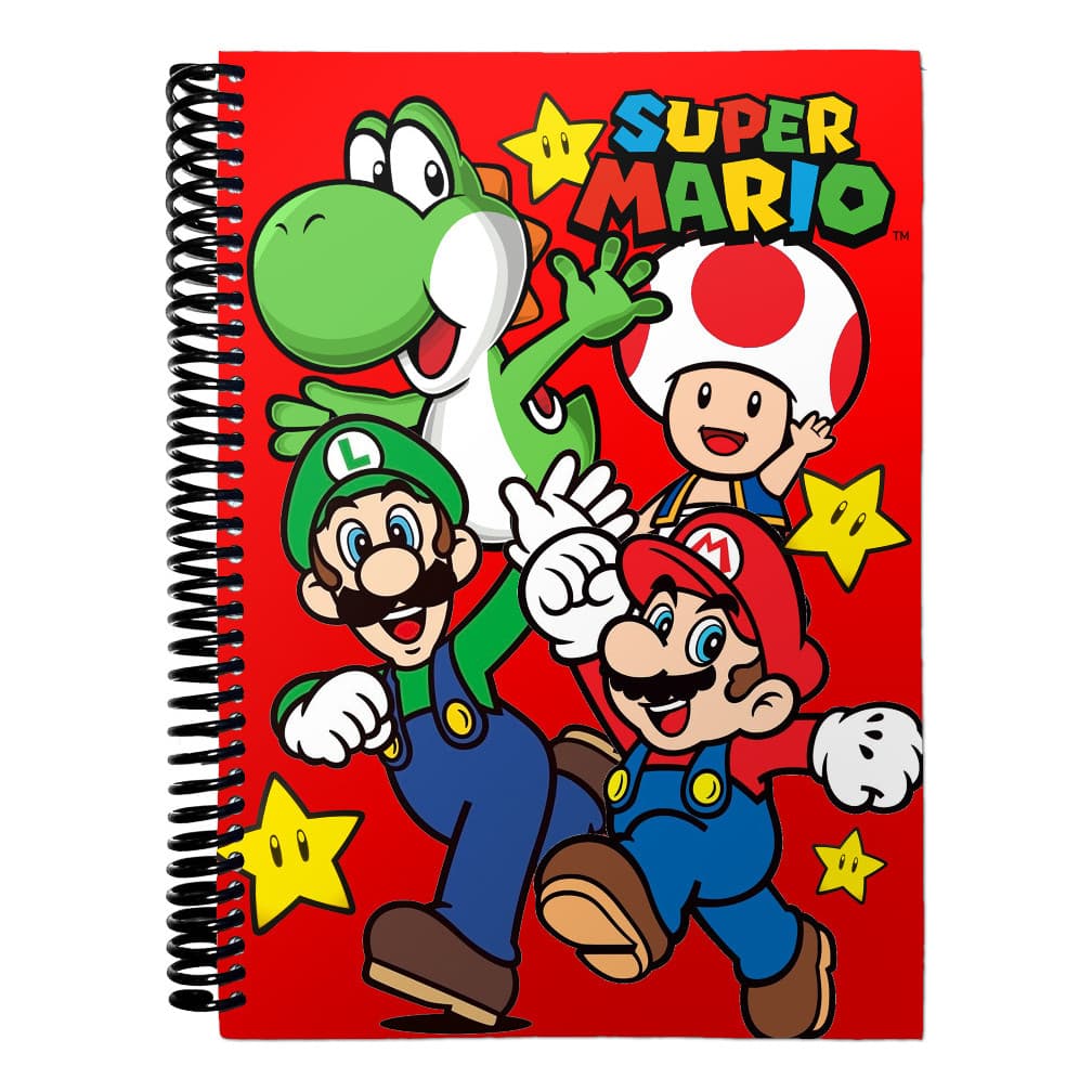 Caderno Universitário A Lisa  Super Mario Bros Escolar com 10 15 Matérias