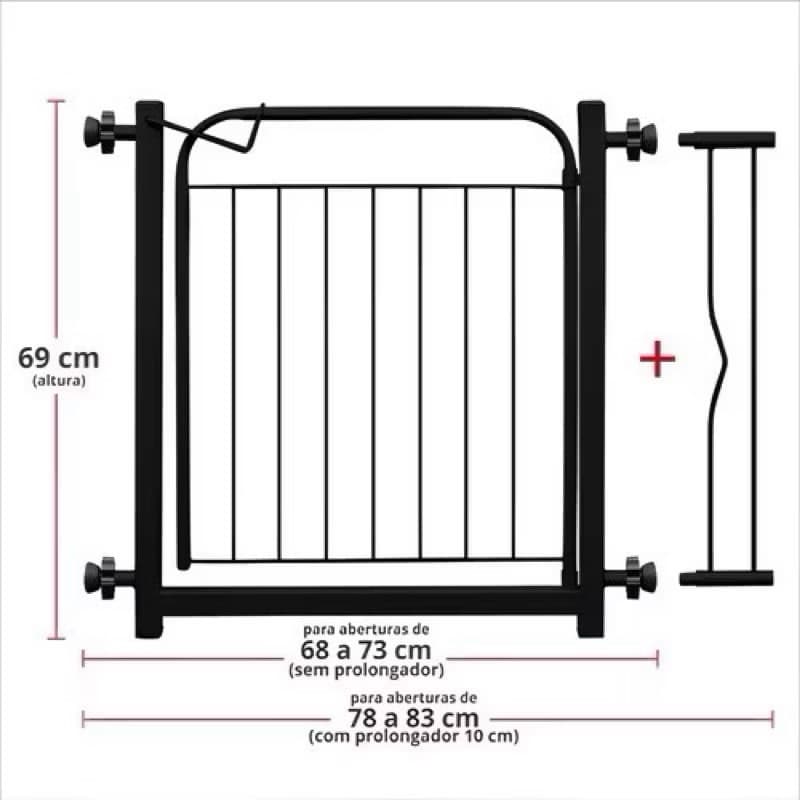 Grade Portão Proteção Pet Cachorro 69 A 84 Cm Criança Cães