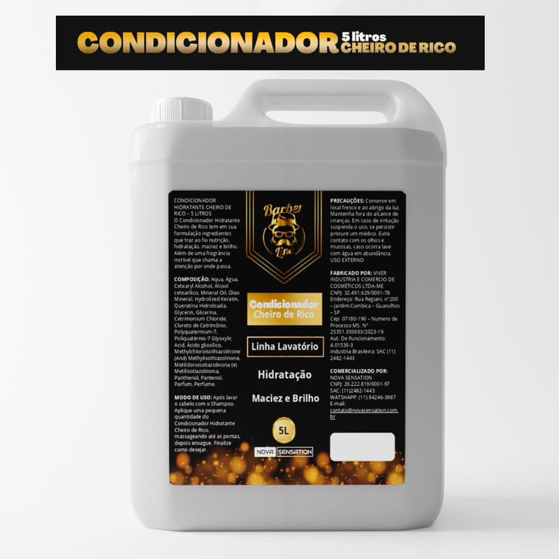 Condicionador 5L Hidratação de Cabelo e Barba Profissional