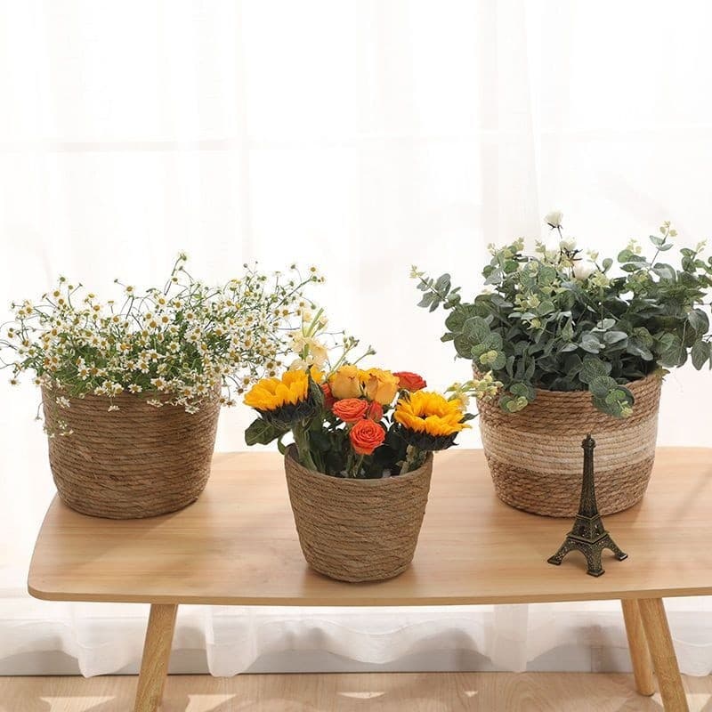 Imitação de Rattan Cesta de Flores Vaso de Flores Vaso de Flores Decoração Criativa para Casa Vasos de Plantas Internas