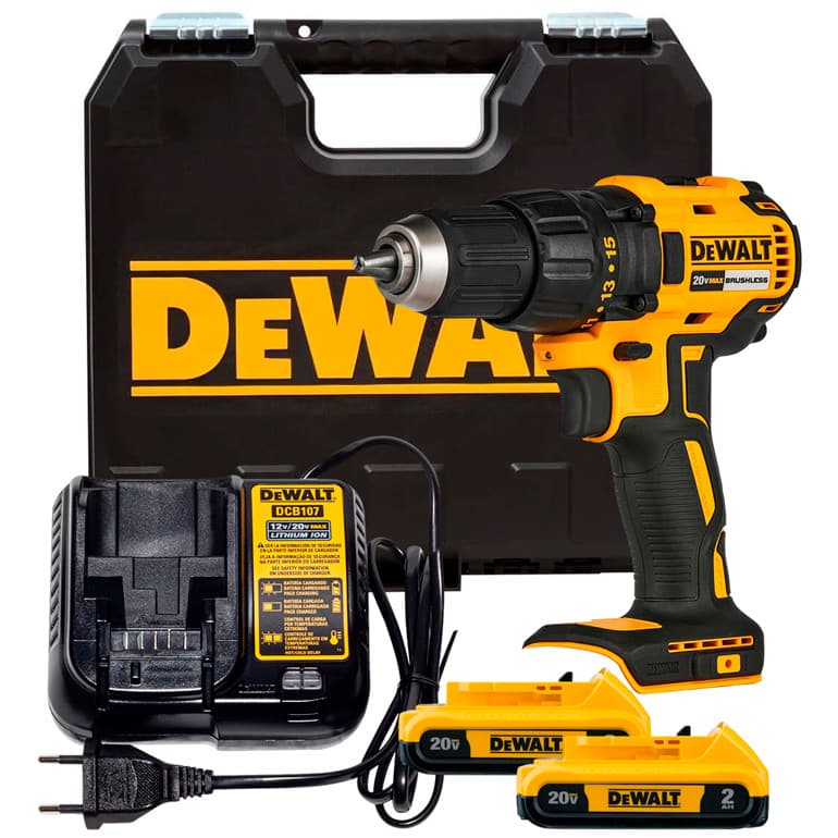 Parafusadeira/Furadeira 1/2" DCD7771 Motor BL + 2 Baterias 20V 2Ah, Carregador + Maleta Plástica DeWalt DCD7771D2-BR