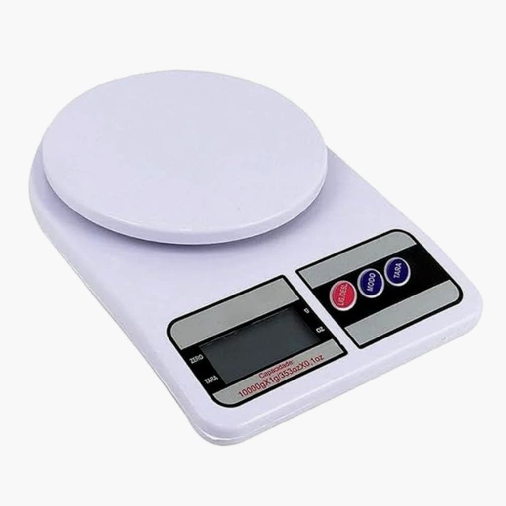Balança Digital de Cozinha 10kg Alta Precisão Tara LCD Pesar Alimentos Gramas Onças Dieta Culinária