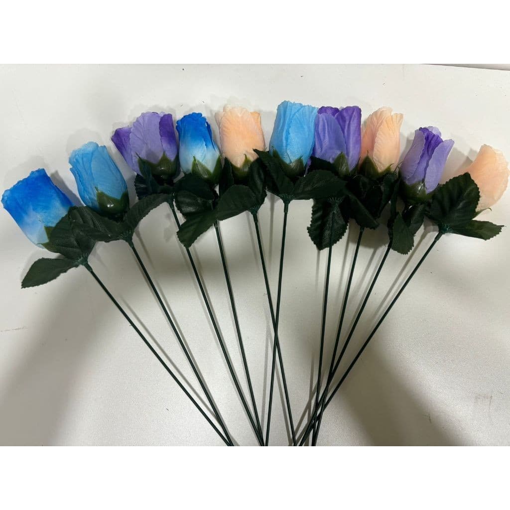 Kit 10 Rosas Artificiais Botão Cores Variadas my03ml