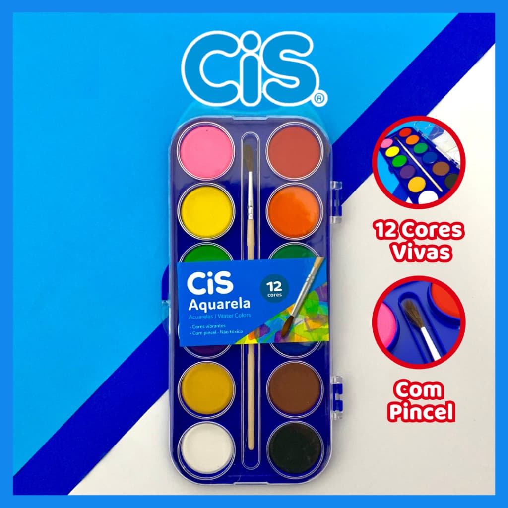 Aquarela 12 Cores Cis com Pincel