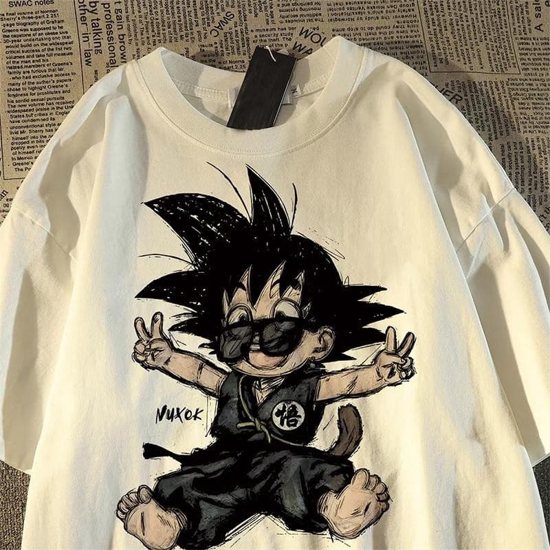 [Camiseta Premium 100% Algodão]Unissex DRAGON BALL Gola Redonda 100% Algodão Reforçada Estampa Goku Clássico