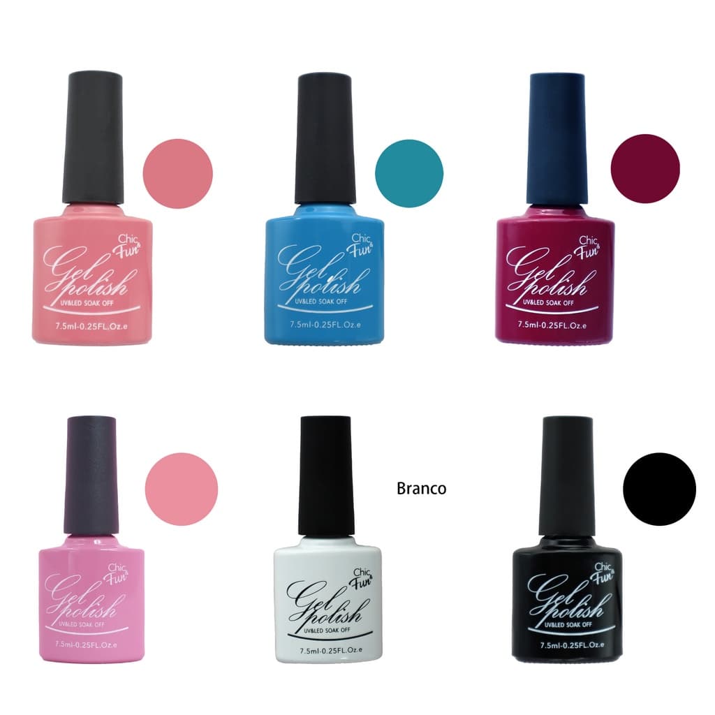 Kit 6 Esmaltes Em Gel Led Uv Unhas Acrigel  Com ANVISA