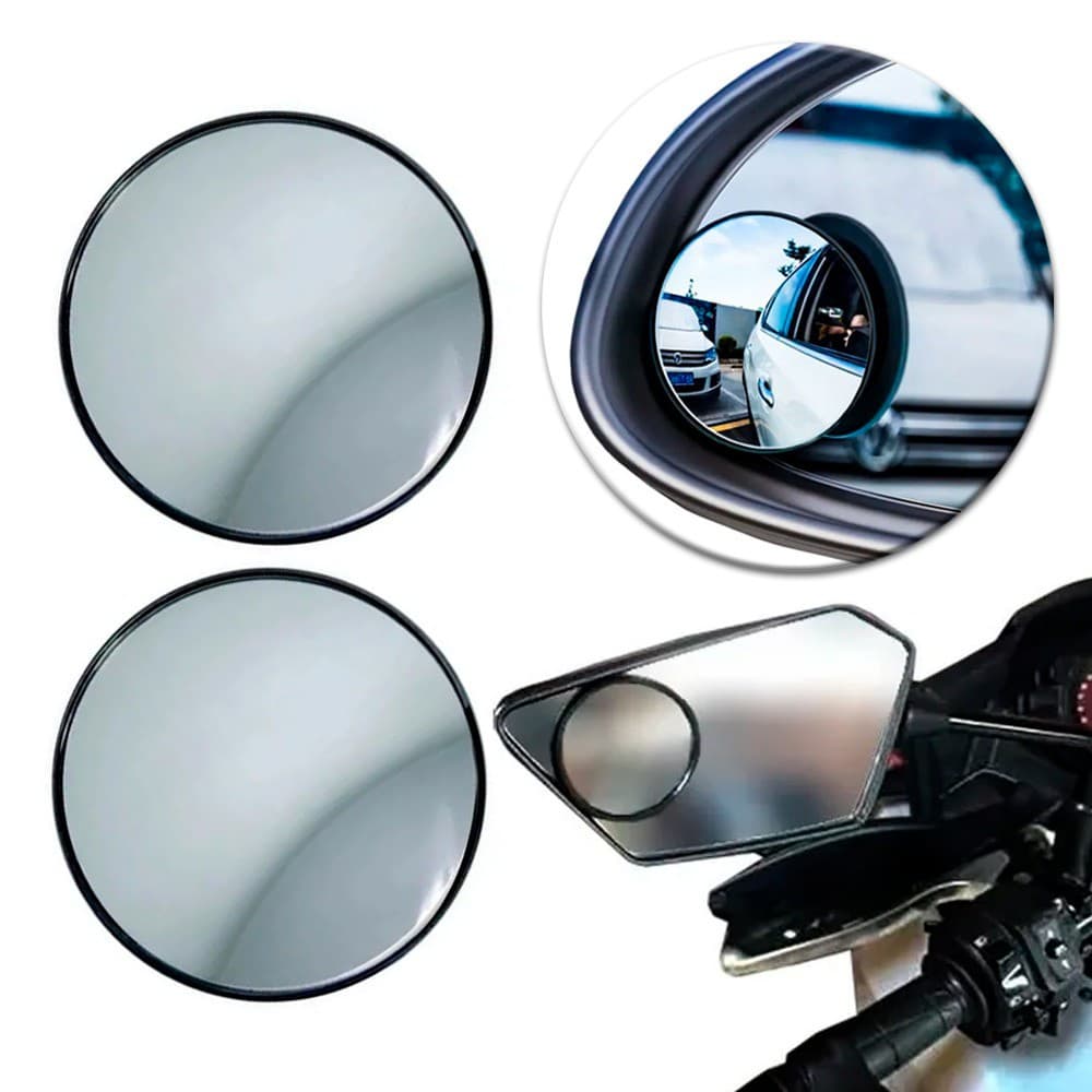 Par Espelho Retrovisor Convexo Auxiliar Vidro 5cm Carro Moto