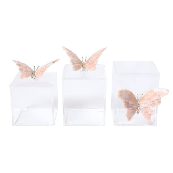Kit Porta Pincel, Porta Cotonete e Porta Algodão Borboleta
