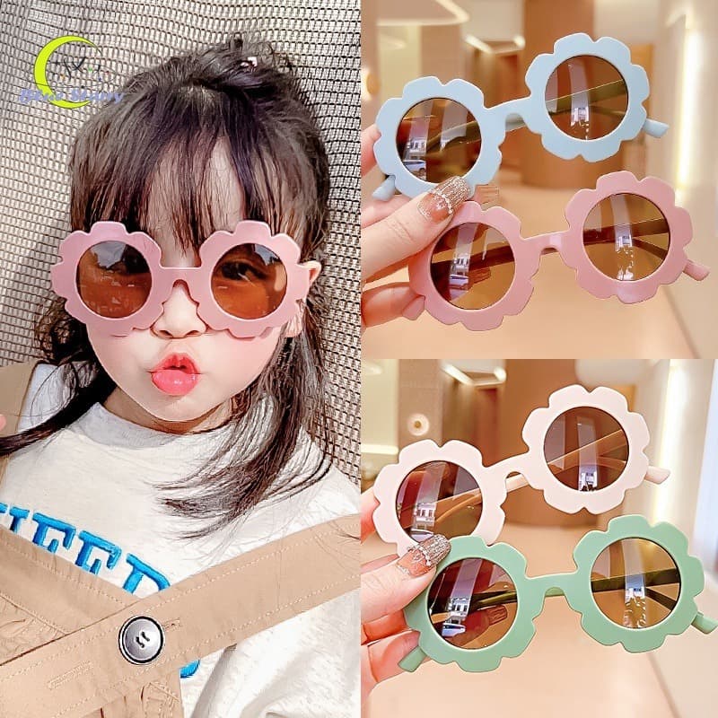2023 Moda Crianças Óculos de sol Proteção solar Inventário UV Óculos de sol Cute Round Flowers para meninos e meninas