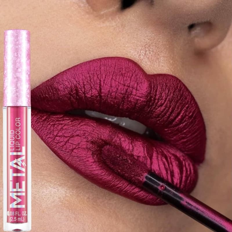 Batom Líquido Fosco Brilhante Brilho Labial Gloss Maquiagem À Prova D'água Vidro Antiaderente Água Metálico Tom Encantad