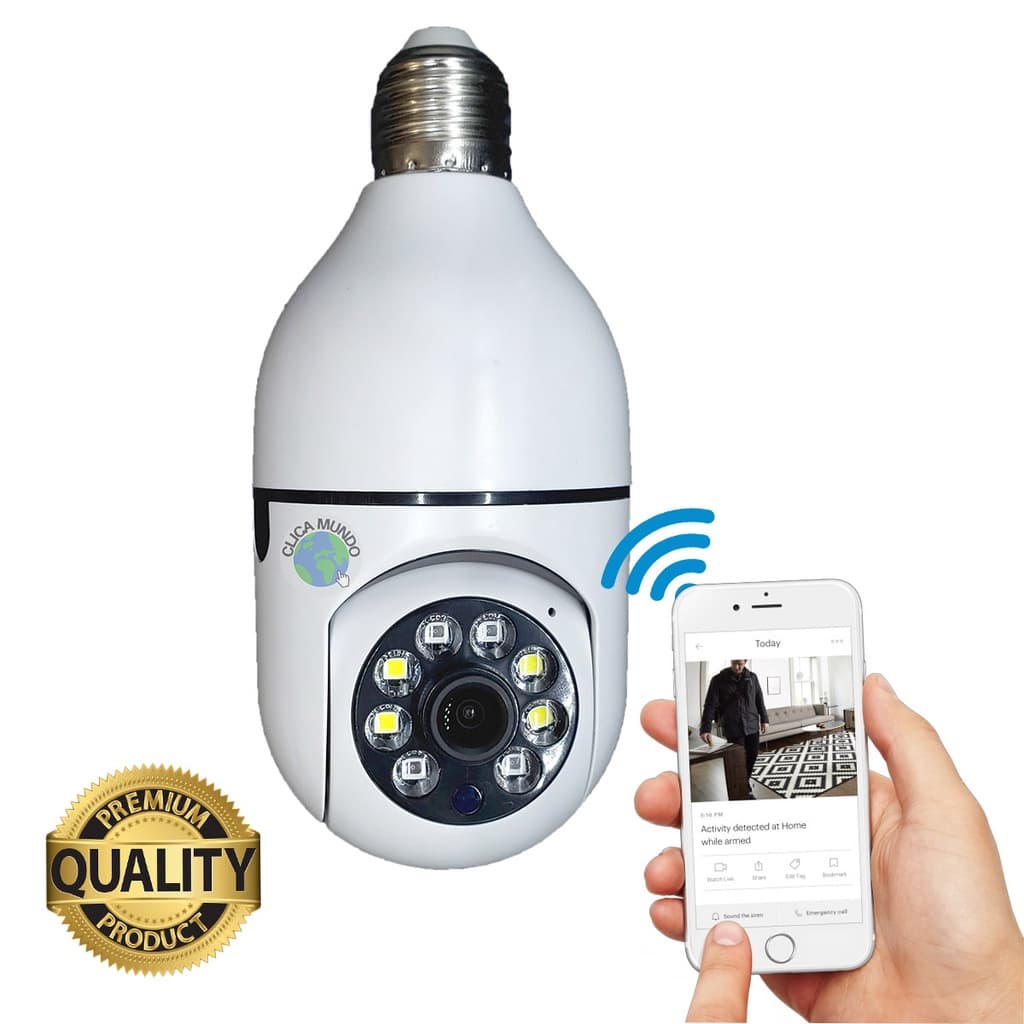 Camera Ip Segurança Lampada Panoramica Wifi Espia com Rastreio