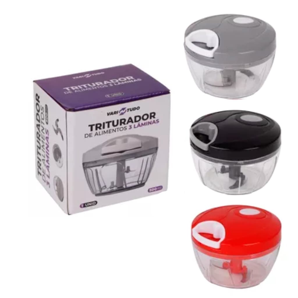 Mini Processador de Alimentos Manual 3 lâminas 500ml - VariTudo