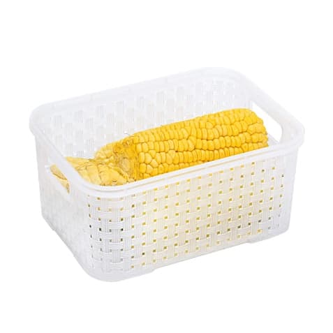 Cesto Organizador Multiuso de Geladeira P  Rattan Transparente 20x15cm