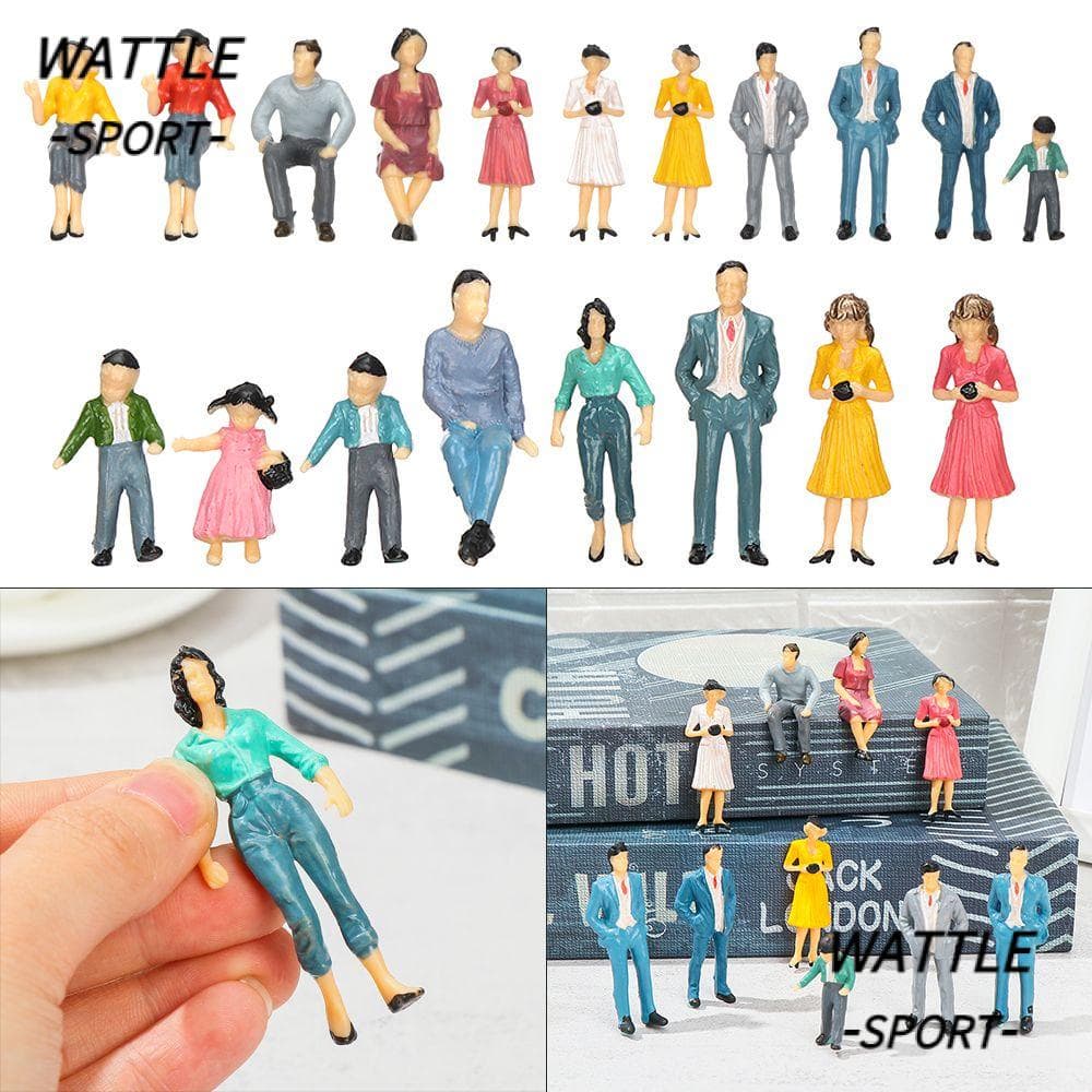 WATTLE 10pcs Pessoas Figuras De Kids Toys Dollhouse Decorações De Bonecas Cenário De Trem De Postura De Cores Mistas