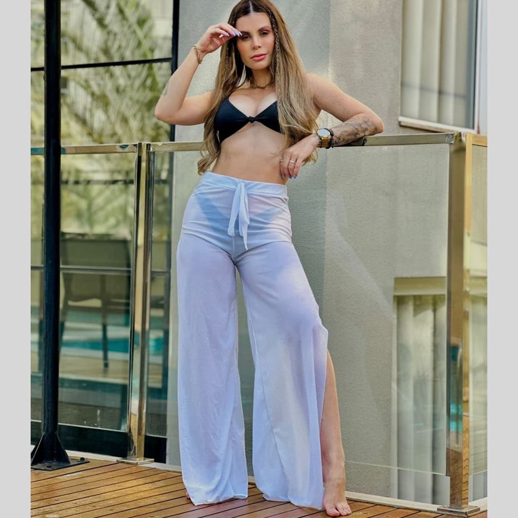 Calça Saída de Praia Com Cordão Calça De Cobertura Piscina