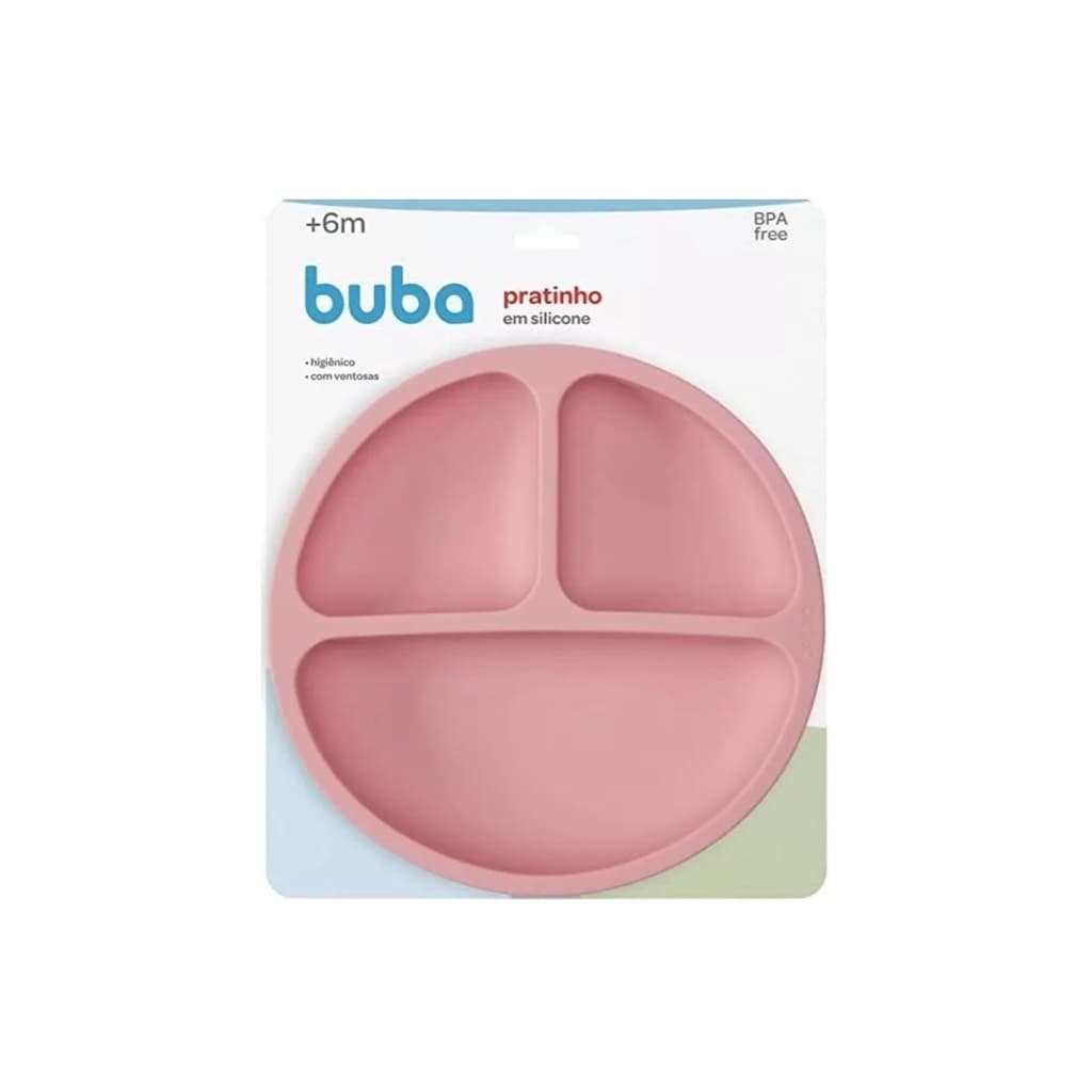 Kit Completo Buba Alimentação Infantil Silicone Rosa