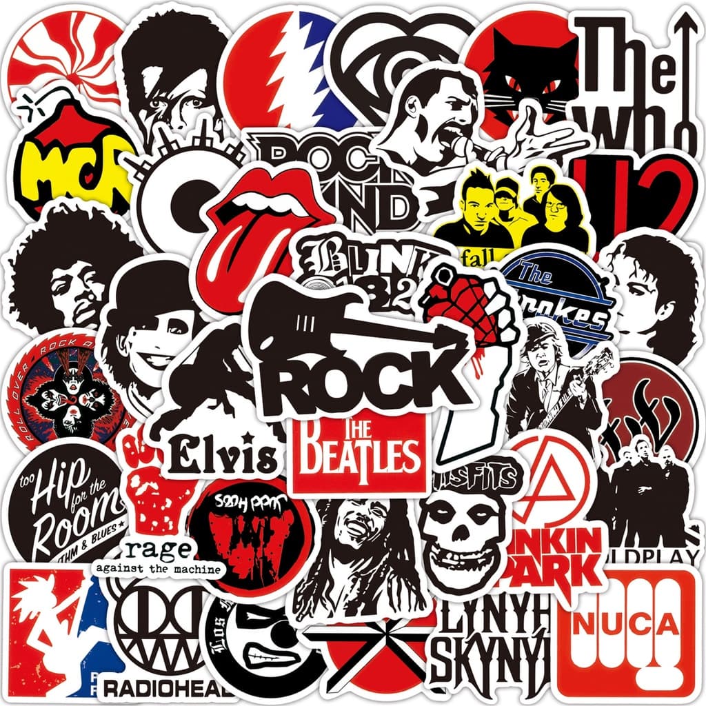 1000/50PCS Rock Bands Autocolantes De Grafite À Prova D'água Para Capacete De Bicicleta Decalques De Lápis LanLanStickersWorld
