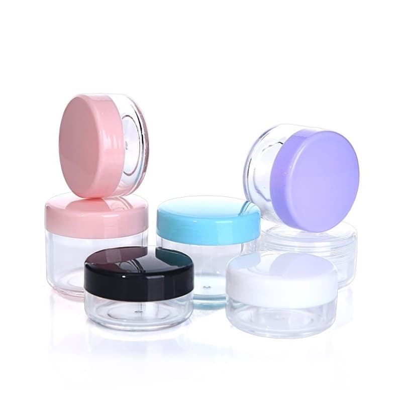 10pcs 5/10/15/20g Caixa De Embalagem De Cosméticos Creme Facial PS Pequena E Portátil Amostras De Frasco