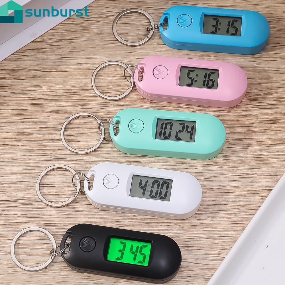 Relógio Eletrônico De Bolso Para Exame De Estudantes/Portátil Silencioso Luminoso Chaveiro Verde Com Luz De Fundo Trabalho Esportes/Mini Digital ABS Suspensável