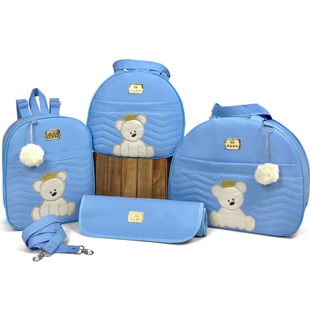 Kit Bolsas de Bebê Para Saída de Maternidade Ursinho + Mochila e Trocador