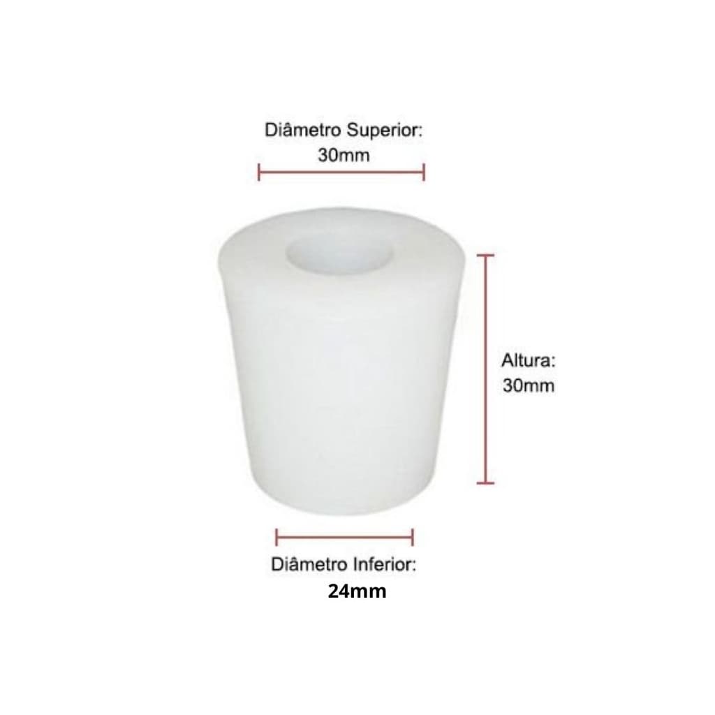 Rolha de Silicone N°9 c/ furo 8mm