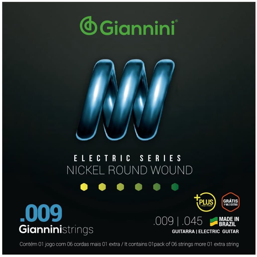 Encordoamento Guitarra Giannini Electric GEEGSTP09 Nickel Plus .009