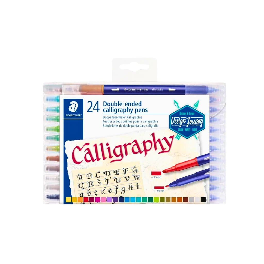 Caneta Hidrocor Staedtler Calligraphy Ponta Dupla 24 Cores
