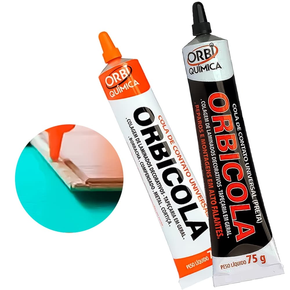 Adesivo Cola Contato Universal Orbifix 75g Automóveis Carpetes Multiuso Geral Orbicola Alto Falantes