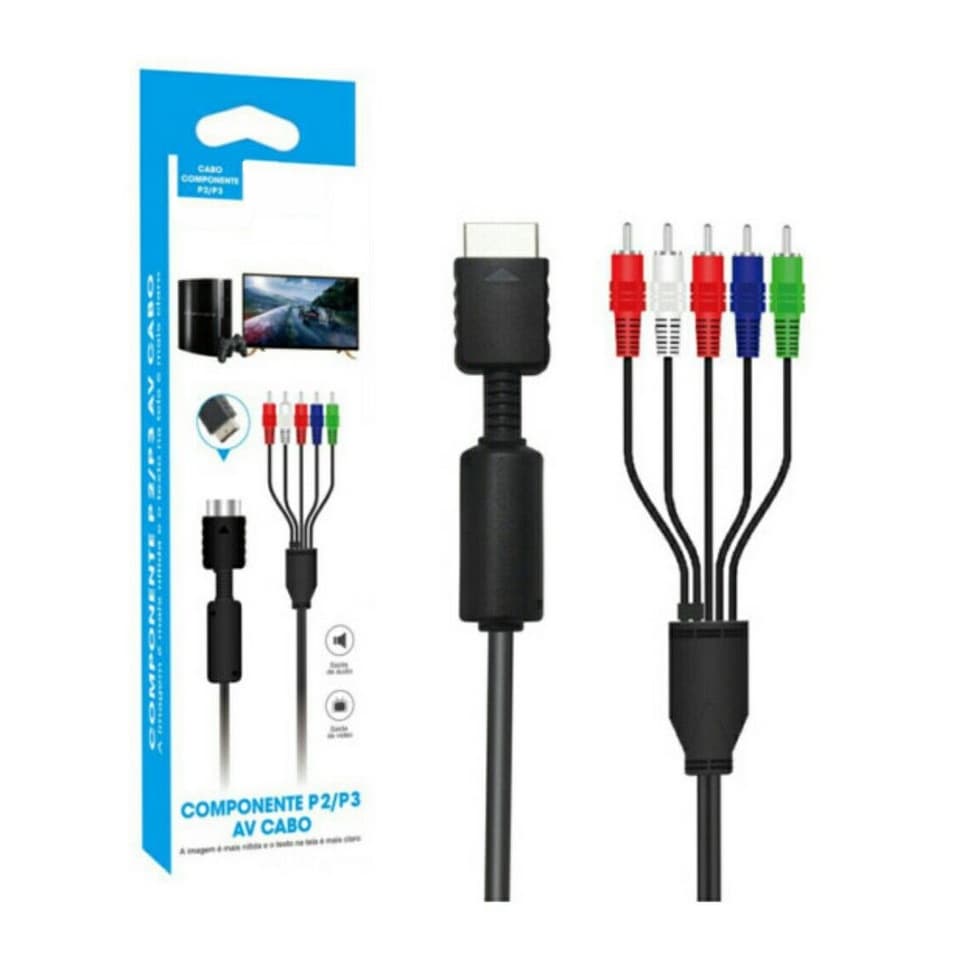 Cabo Vídeo Componente Ps2 Ps3 Alta Definição Hdtv Led E Lcd