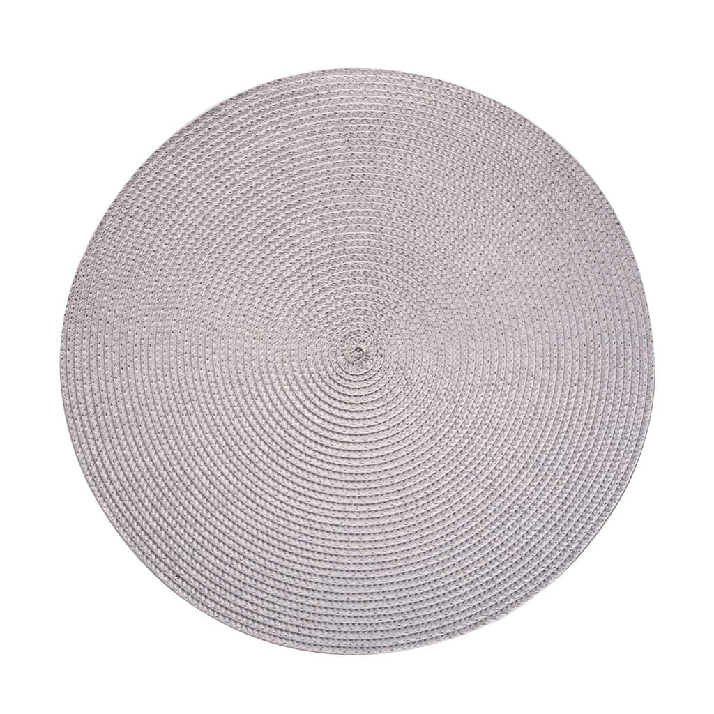 Lugar Americano Redondo Fresno Espiral Cinza Prata 38cm
