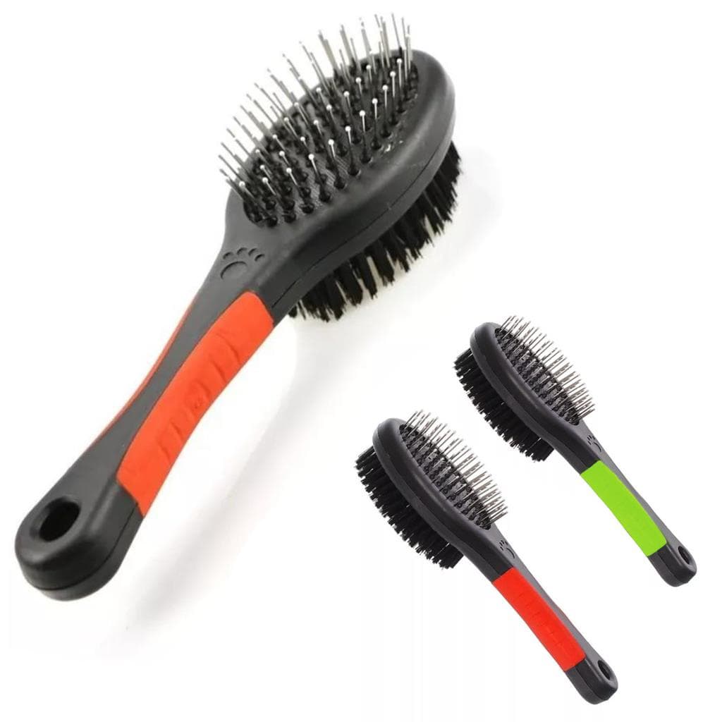 Escova Rasqueadeira Profissional Dupla Face Pet 20cm Remove e Penteia Pelo de Caes Gatos e Roedores