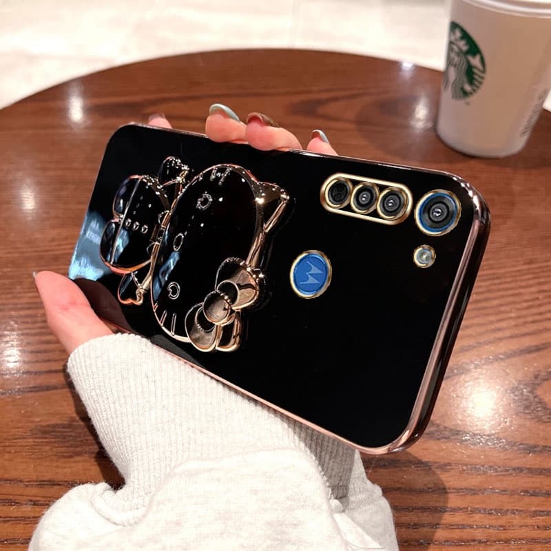 Estojo De Telefone Motorola Moto G8 Plus/G8 Power Lite Play Cute Hello Kitty Stand Com Espelho De Vaidade Proteção Contra Impacto De Luxo