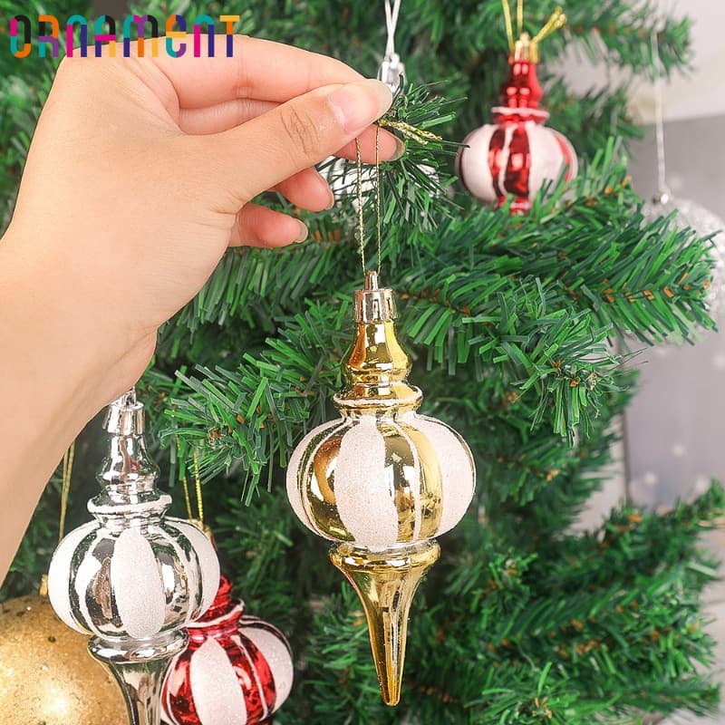 [Decoração De Natal] Bola Em Forma De Cabaça Pintada Galvanizada/Adereços De Feliz/Enfeite De Festa De Ano Novo/Enforcam