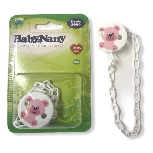 Prendedor De Chupeta Correntinha Universal Rosa - Baby Nany