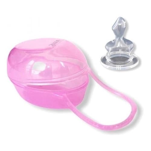 Porta Chupeta E Bico Alça Transparente Rosa Menina Sonne