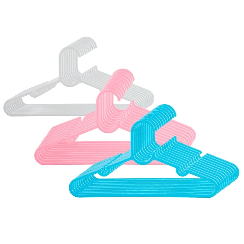 Kit 10 Cabides de Bebê Plástico Roupa Infantil Buba Criança Bebê Branco Azul Rosa Menino Menina