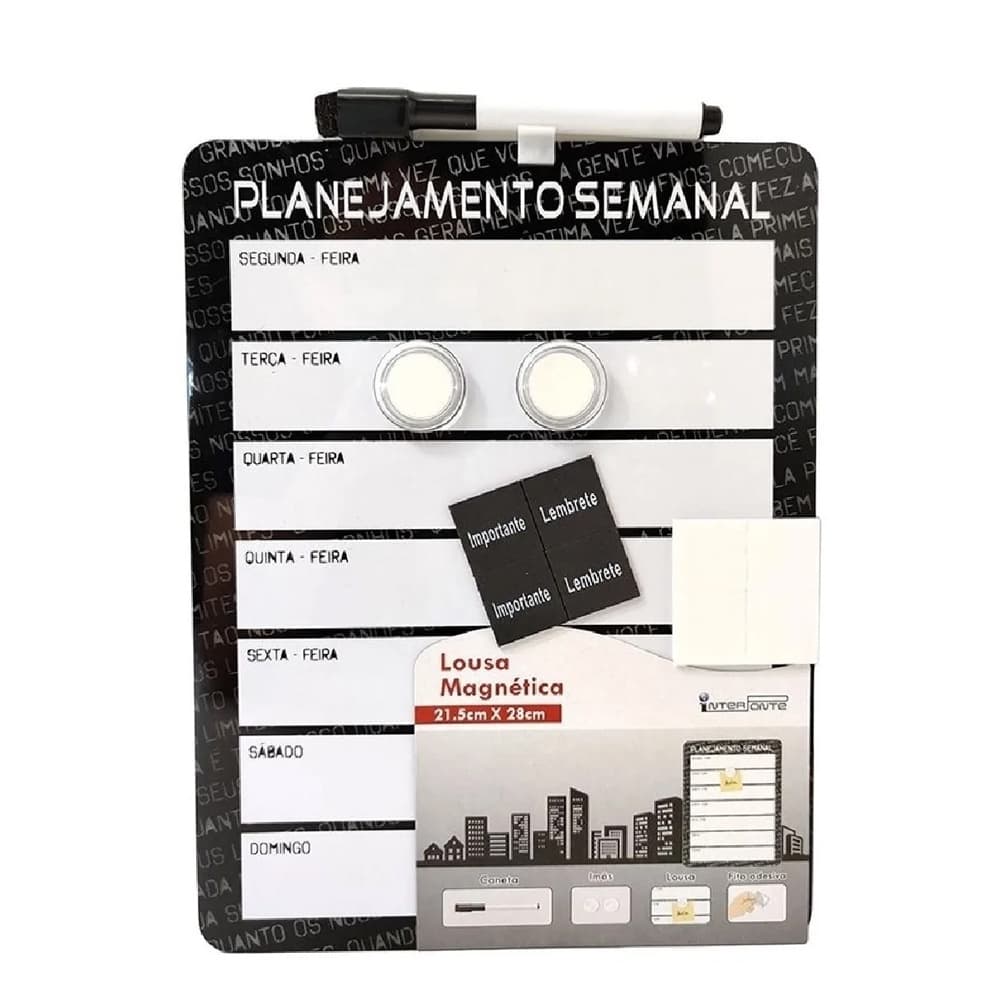 Quadro Magnético Planejamento Lousa Recados Planner Semanal