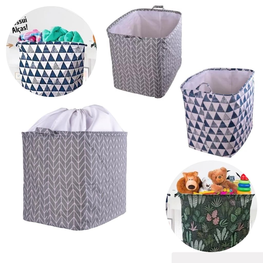 Cesto Saco Organizador Roupa Suja Dobravel Multiuso Brinquedos Organizador de Casa 90litros 50x40x50