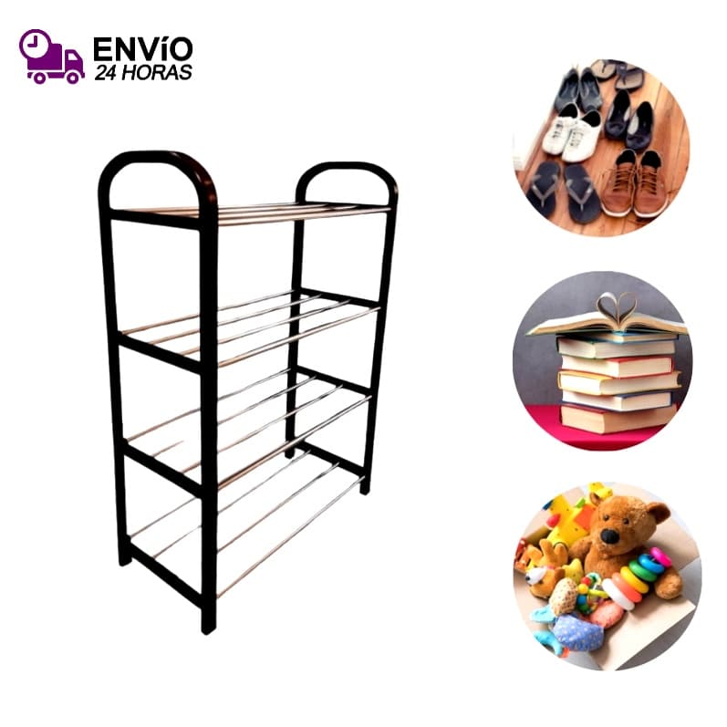 Sapateira Organizadora 4 Andar Sapateiro Multiuso 8 Pares Organizador Para Calçados Sapateira Prateleira Chinelo Slide Sandalha Pantufas Inverno Roupa Organizador Bota
