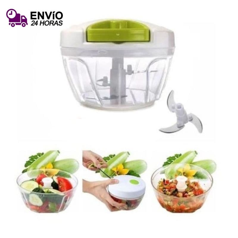 Mini Processador De Alimentos Triturador Manual 3 Lâminas Com Corda Retrátil Moedor Alho 500ml