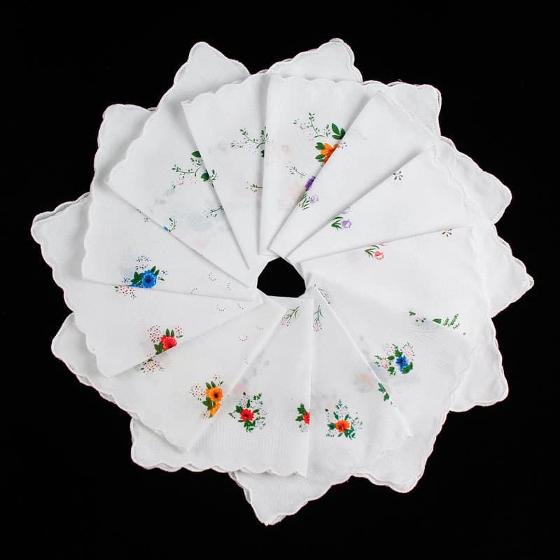 6 Peças 30x30cm Quadrado 100 % Algodão Flor Renda Feminina Bolso Lenço Portátil Macio Absorvente