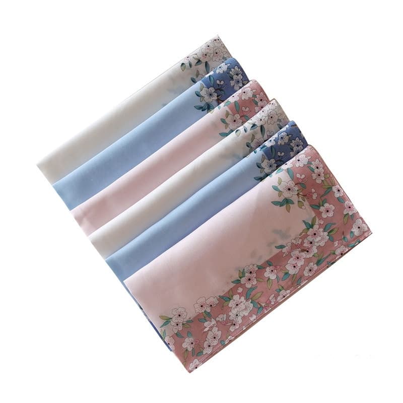 3 Pçs 43x43cm Flor Quadrada Impressa Senhora Lenços Femininos Toalha De Algodão Vintage Presente De Festa De Casamento