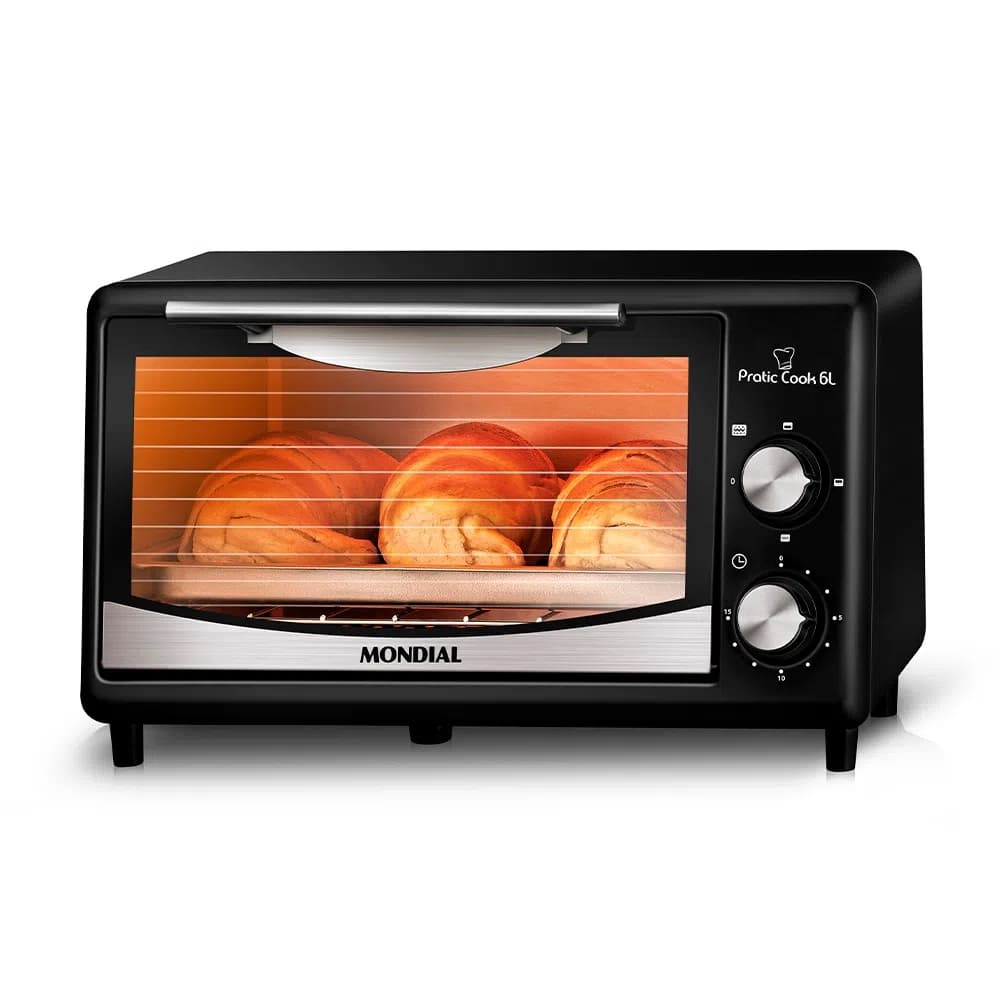 Forno Elétrico Multifunções 6 Litros Pratic Cook FR-09 220V 650W Preto/Inox